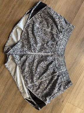 lululemon athletica Black & White Micro Floral Athletic Shorts